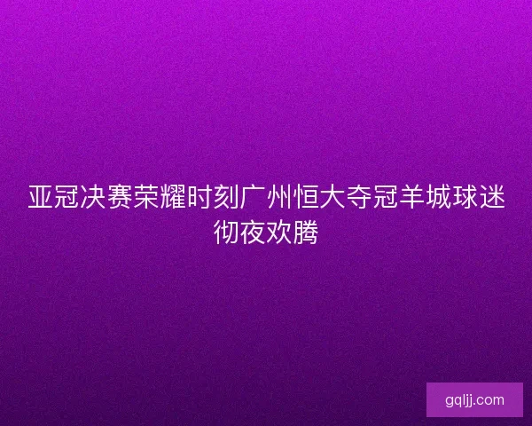 亚冠决赛荣耀时刻广州恒大夺冠羊城球迷彻夜欢腾 亚冠决赛荣耀时刻广州恒大夺冠羊城球迷彻夜欢腾